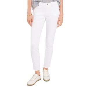 DKNY White Everywhere Skinny Ankle Jeans Crop Mid High Rise Stretch Raw Hem NEW